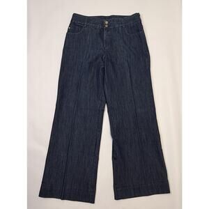 Michael Kors Jeans Womens 14 Blue Wide Leg High Rise Dark Wash Stretch Denim